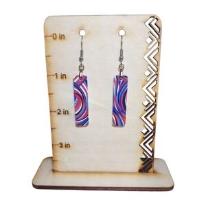 Patriotic Swirl Wood Drop Earrings